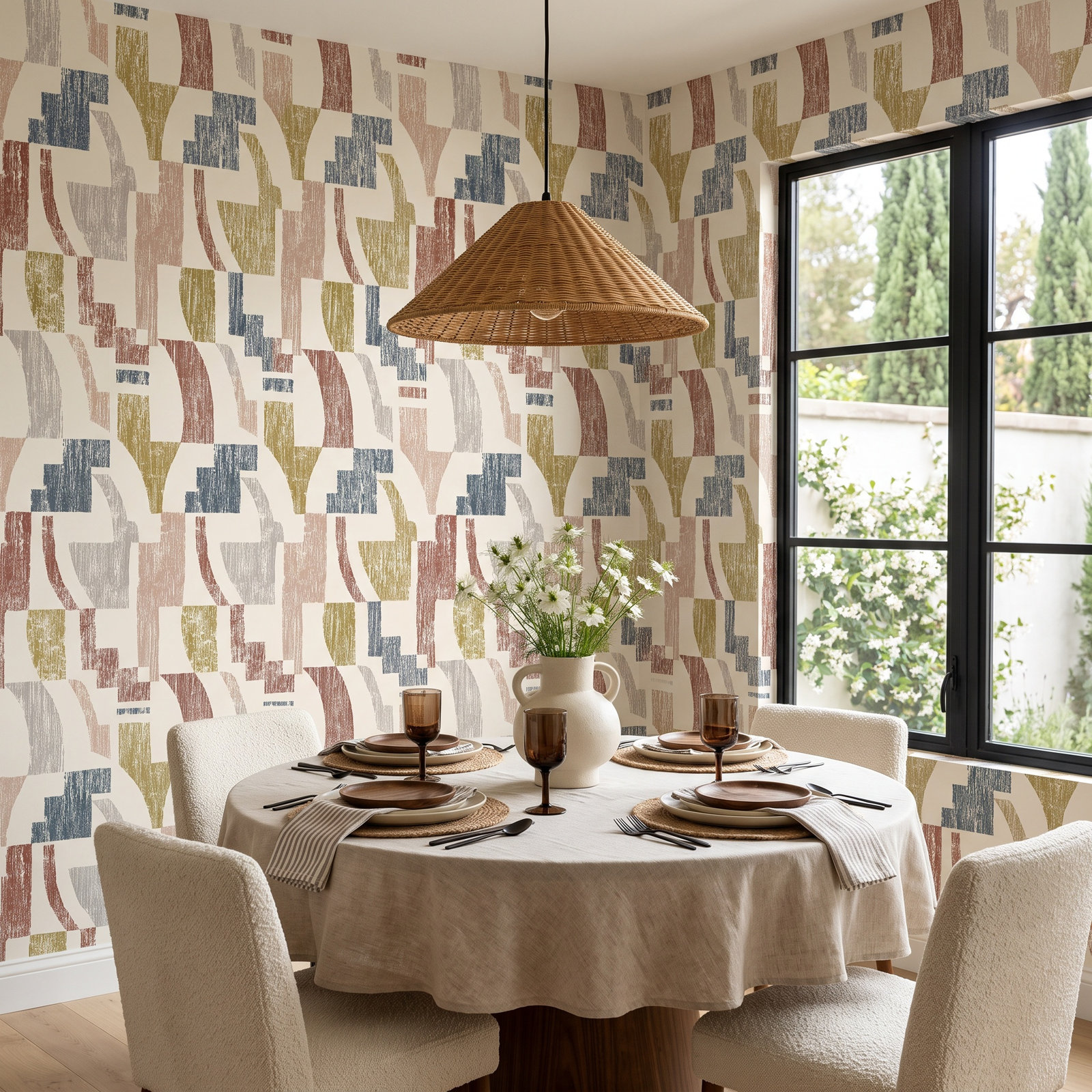 Sarda Modern Peel & Stick Geometric Wallpaper, Gray