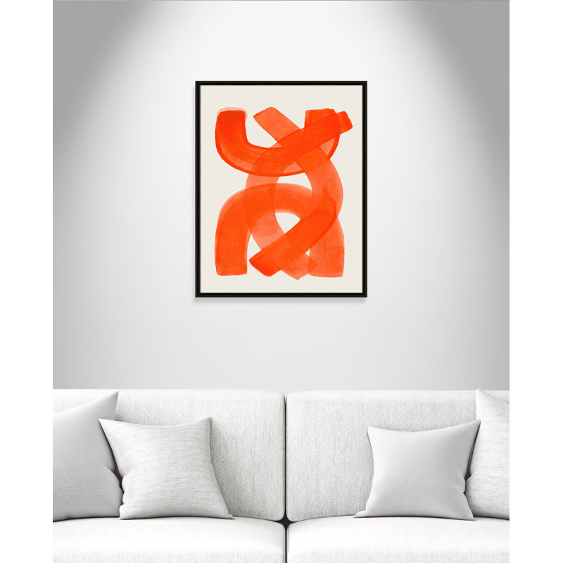«Orange Strokes Print» par Haniff, Toile avec cadre, 23.5'' W x 29.5'' H, Flottant espresso