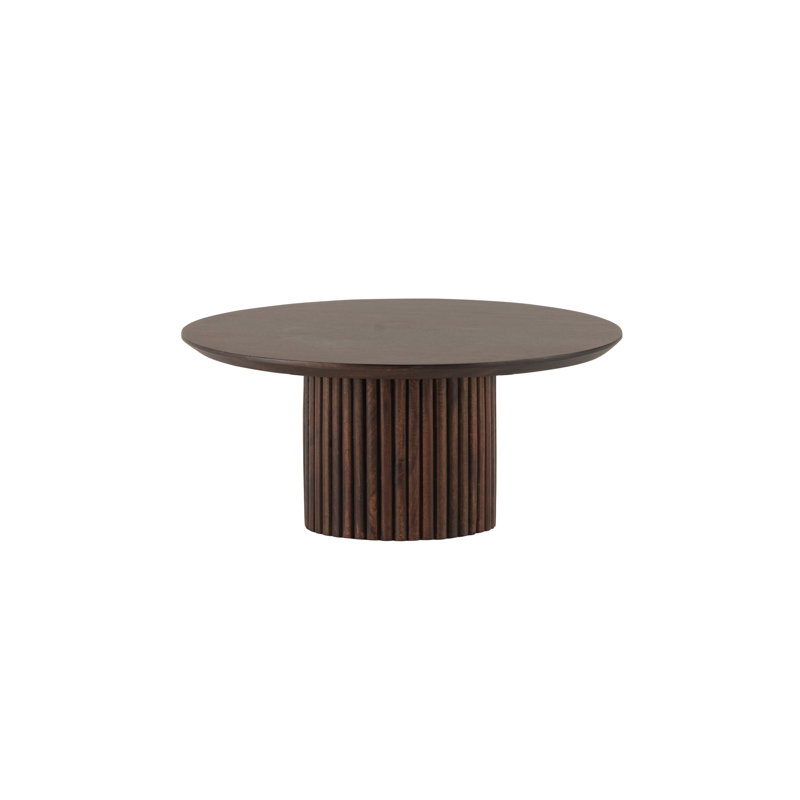 Pautah Solid Wood Pedestal Coffee Table, 40cm H x 90cm W x 90cm D, Dark Walnut
