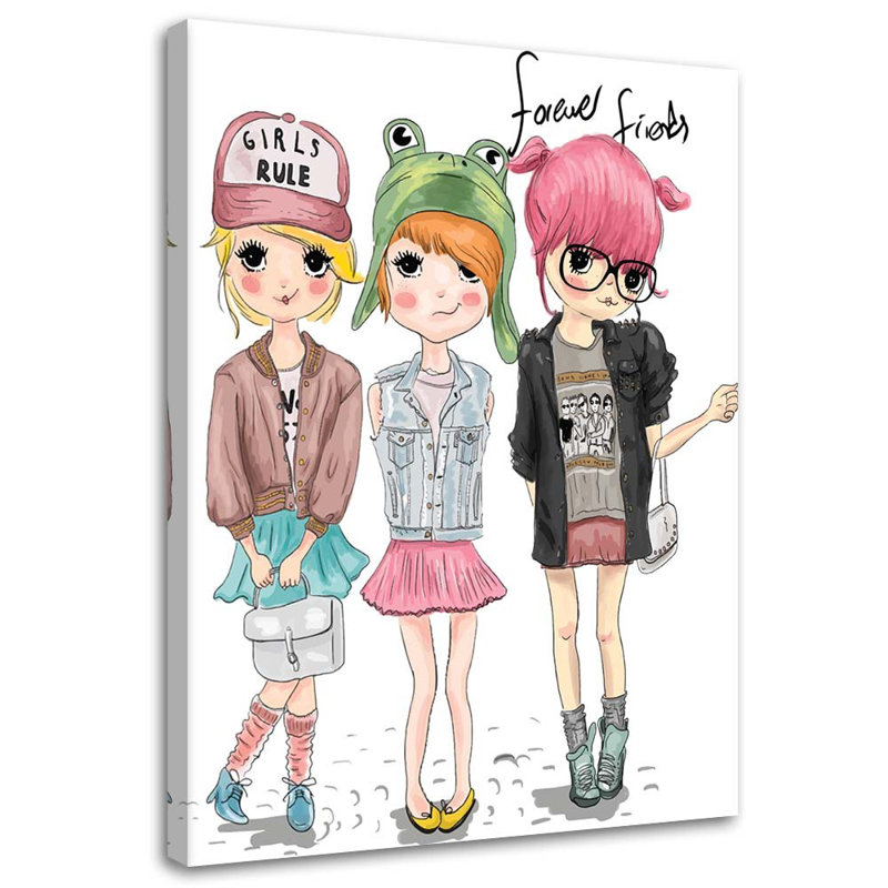Friends Girls - No Frame Print on Canvas