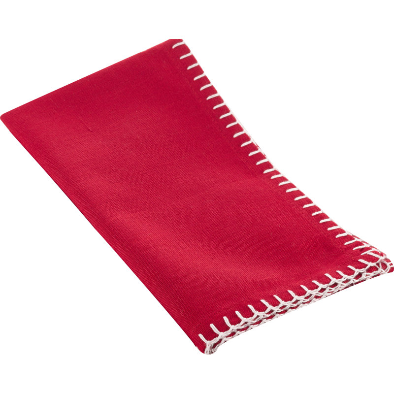 Ivara Whip Stitched Design 20" Cotton Napkin, Red