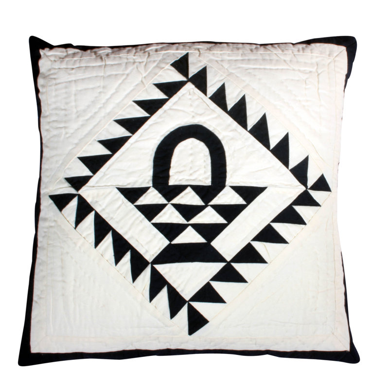 Mazon Geometric Square Cushion, Navy/White