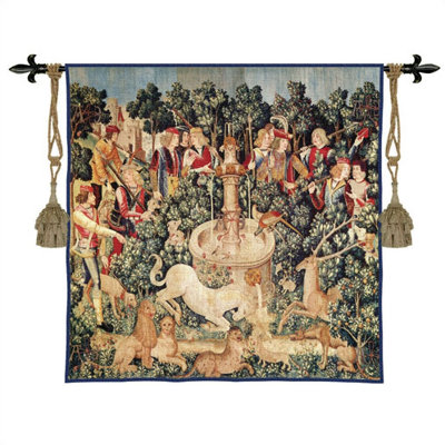 The Unicorn Is Found | Woven Wall Art Hanging | Middle Ages Historic Tapestry Reproduction | 100% Cotton USA Size 53x53