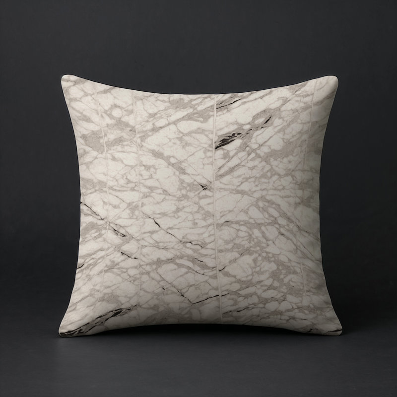 Coussin décoratif intérieur et extérieur Modern, Beige abstrait 35, Carré 16 po