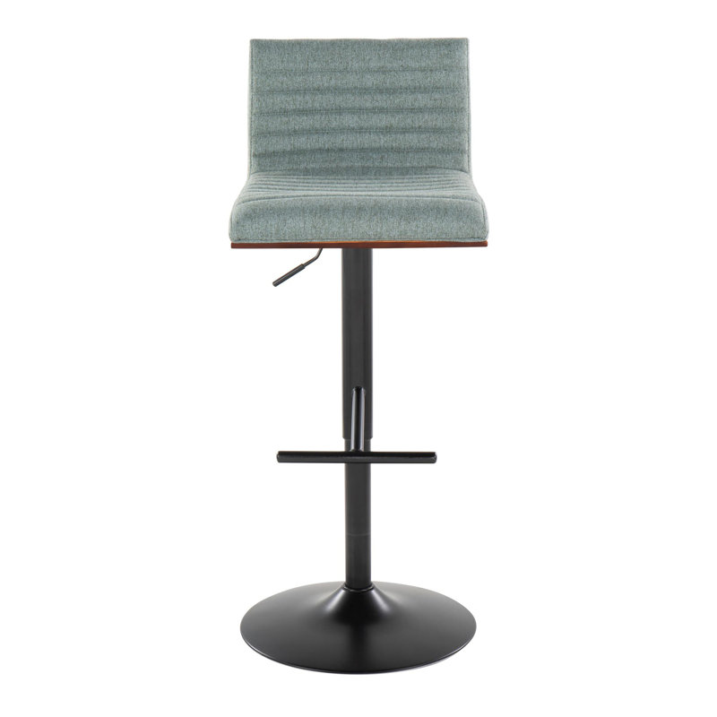 Lakyia Swivel Upholstered Adjustable Height Counter Stool with Metal Frame, Green Polyester Blend/ Black Base