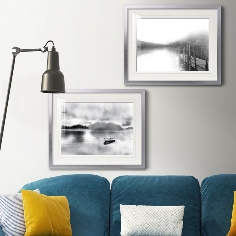 Reproduction de photo sur toile, Papier avec cadre argenté, Blanc mat