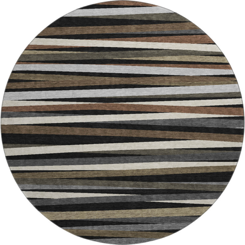 Premium Machine Washable Natoma AMF997 Stripes Rug, Rond 8 pi