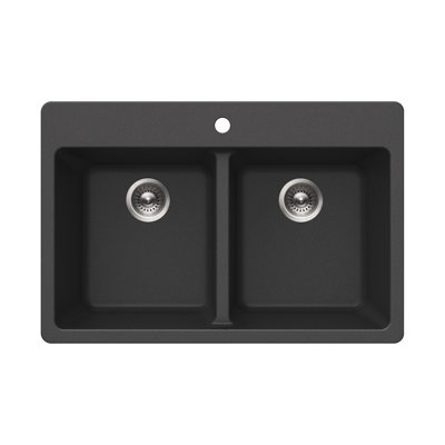 Houzer 33 in Granite Composite Topmount 50/50 Double Bowl Kitchen Sink