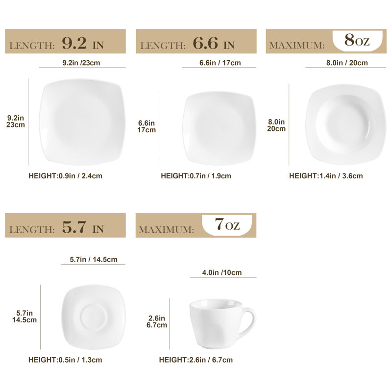 Julia Piece Porcelain China Dinnerware Set - Service for 6