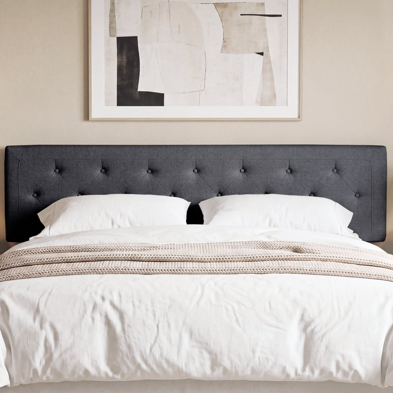 Tête de lit capitonnée, California King, Dark Grey, Linen