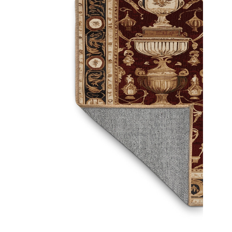 Tapis brun français lavable à la machine, Carré 8 pi