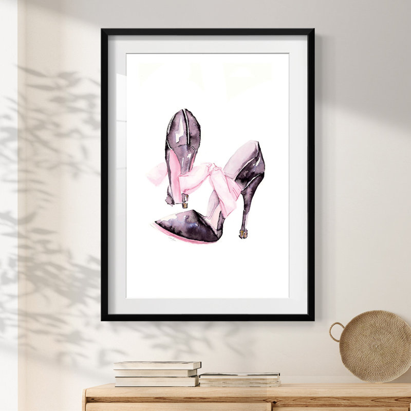 Bow Stilettoes - Imprimé encadré, H 28,5 po x l 20,5 po, Noir