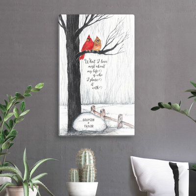 Cardinal Couple 10x16 Canvas