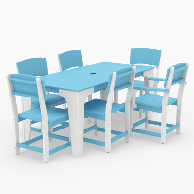 6-person Patio Dining Set All-weather Poly Chair Outdoor Rectangular Table