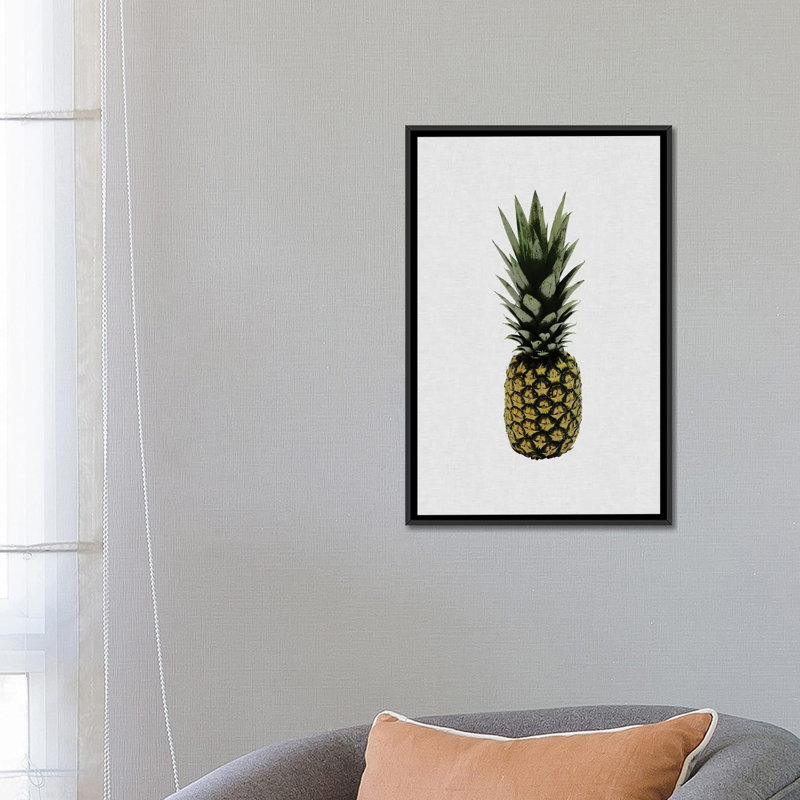 Ananas I - Impression sur toile, H 26 po x l 18 po x P 1,5 po, Toile encadrée noire, Pas de tapis
