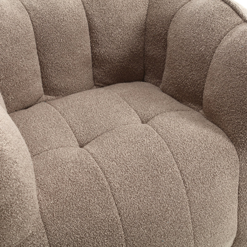 Fauteuil à billes souple avec mousse haute résilience, canapé carré confortable avec repose-pieds, Chenille café