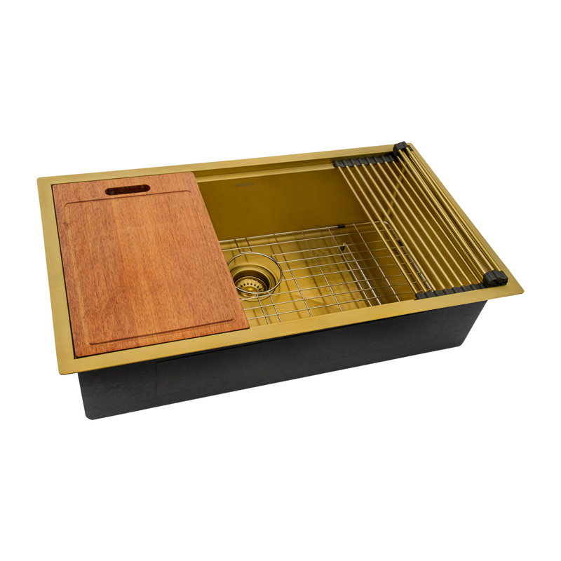 Évier de cuisine encastré 33 po Ruvati, Or mat, L 33 po x l 19 po