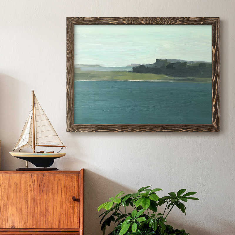 Calming Lake View II, reproduction d'art sur toile, Cadre noyer, H 22 po x l 32 po x P 1,5 po