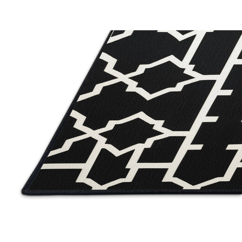 Tapis noir en treillis lavable à la machine, Rectangulaire 2 pi x 3 pi