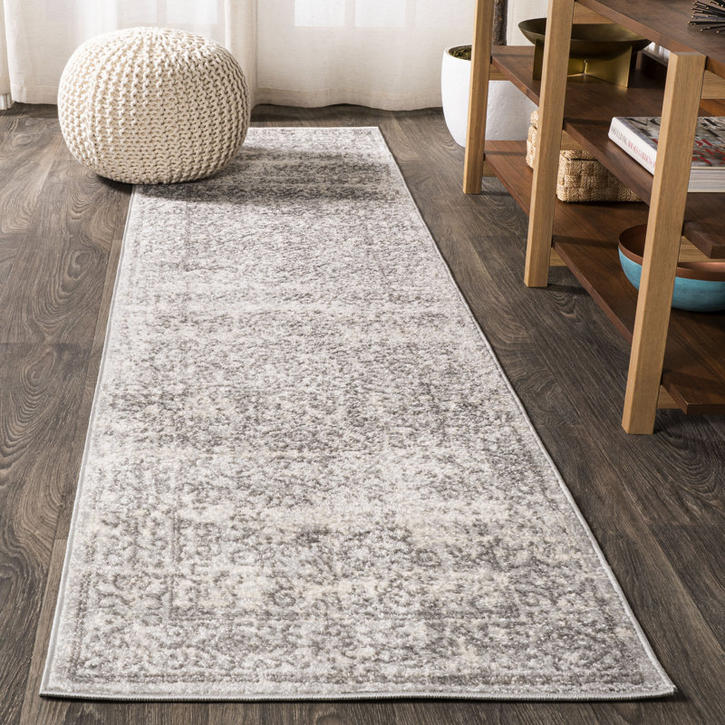 Tapis gris / gris foncé Driffield Filigree, Tapis de couloir 2 pi 3 po x 8 pi