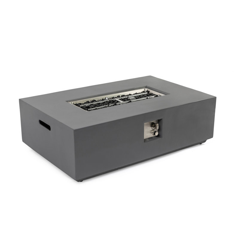 Concrete Propane/Natural Gas Fire Pit Table, Light Gray