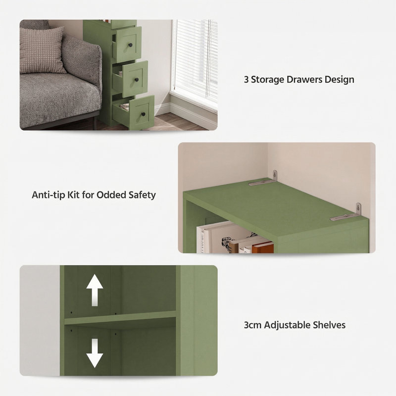 3-Shelf Tall Thin Bathroom Storage Cabinet