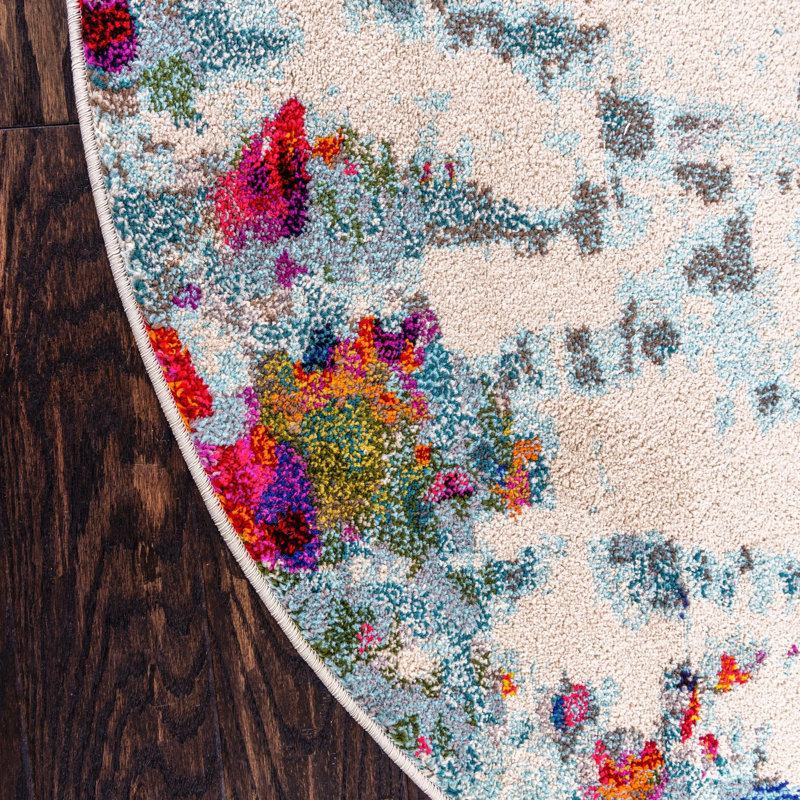 Cariel Washable Abstract Indoor Rug, Oval 3'3" x 5'3"