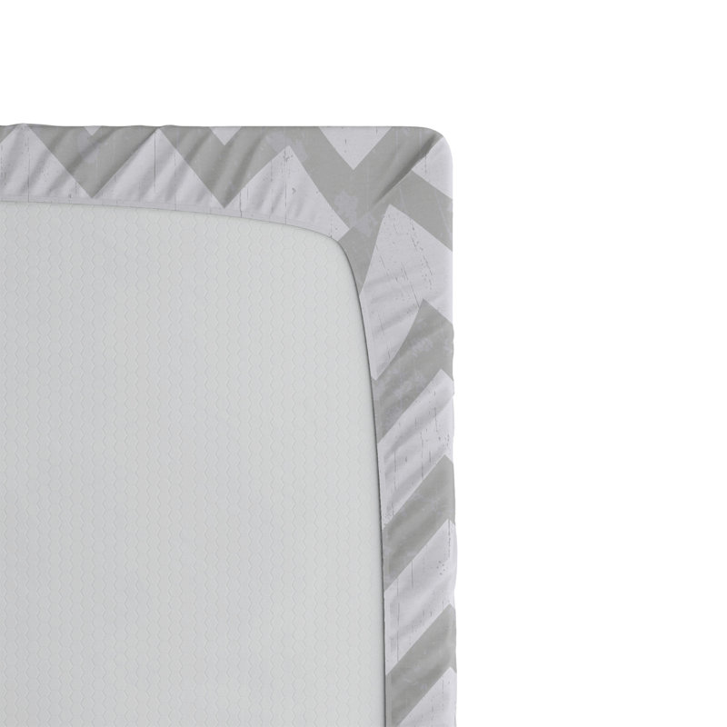 Drap-housse orange Ambesonne, Gris pâle / chevron blanc, Drap-housse grand