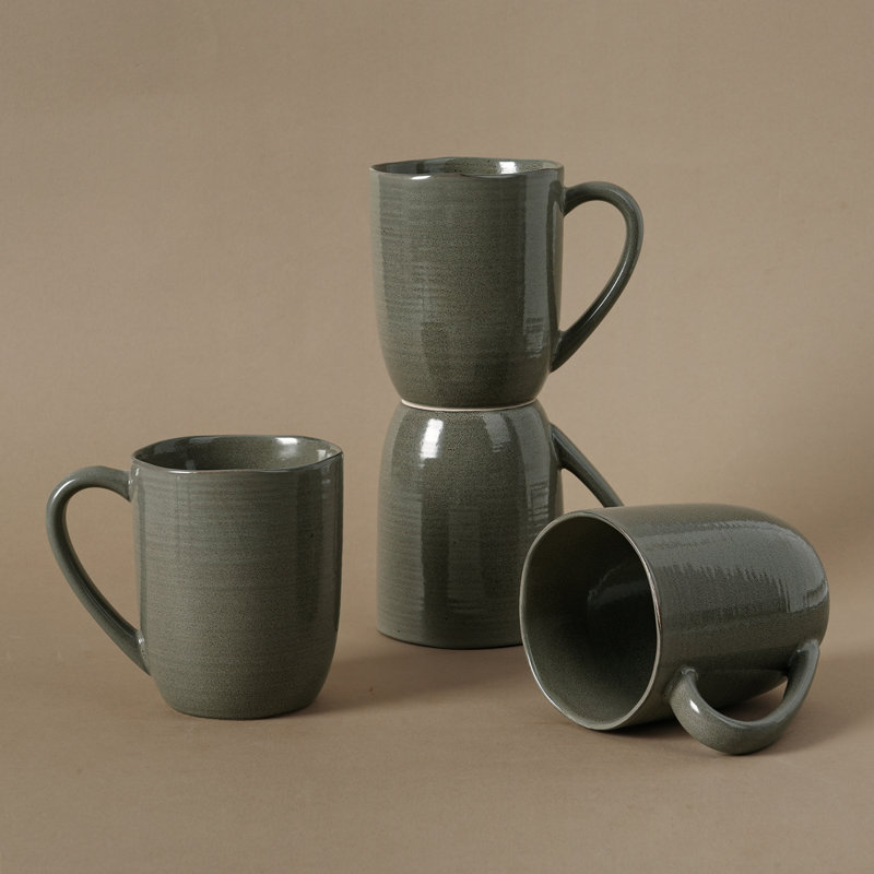 Ensemble de 4 tasses à café en grès Fellows, Olive foncé