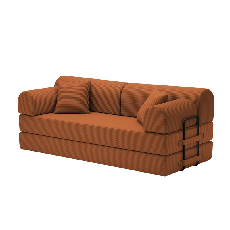 Canapé-lit Boneless Convertible Corduroy, Orange