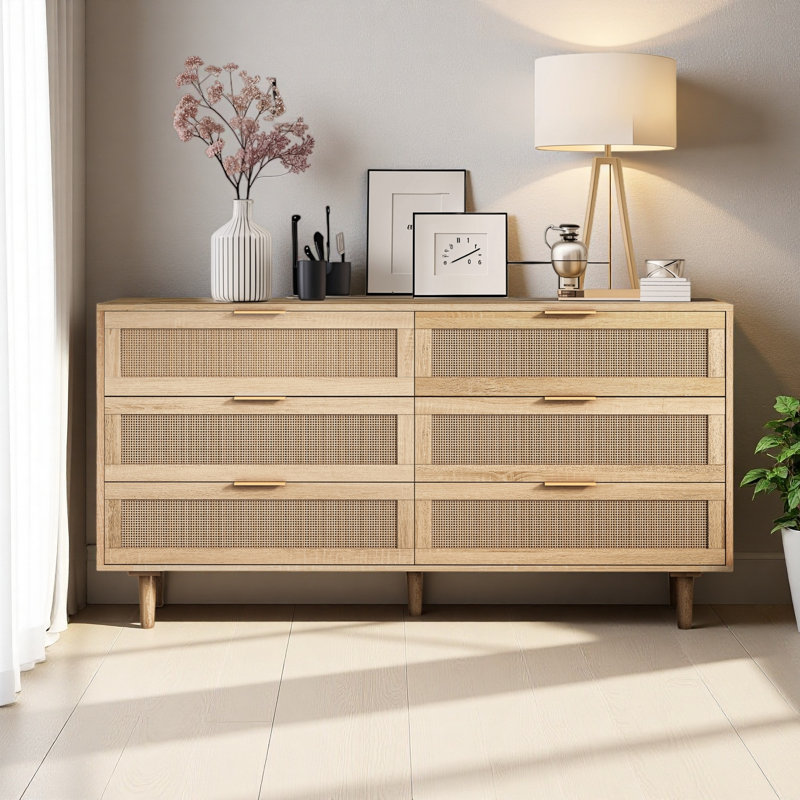 59.06"6-Drawers Storage Cabinet Drawer,For Bedroom,Living Room, Natural