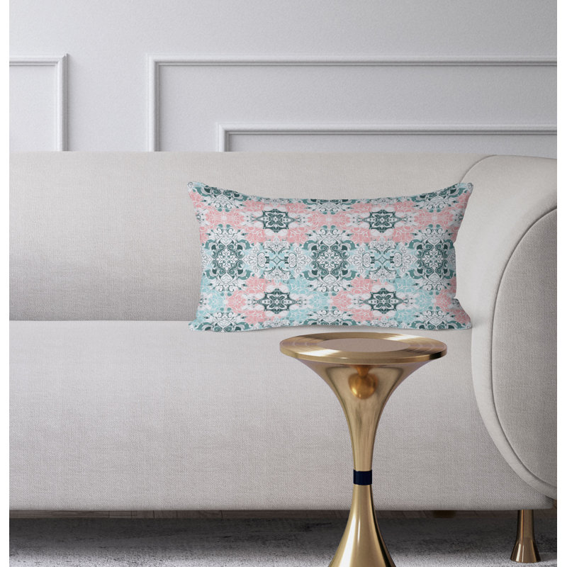 Vibrant Botanicals  Rectangular Throw Pillow, Pink/Blue