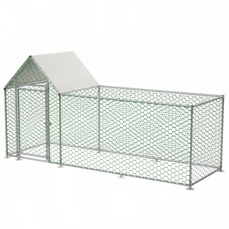 Cage à poulailler avec poulailler 10 x 3 pi, H 59,6 po x l 42,2 po x P 119,1 po
