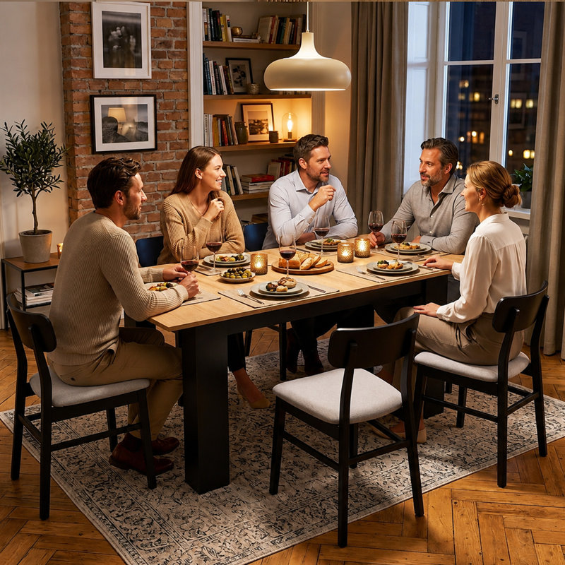 Extendable Dining Table 120-160cm, Nature Wood