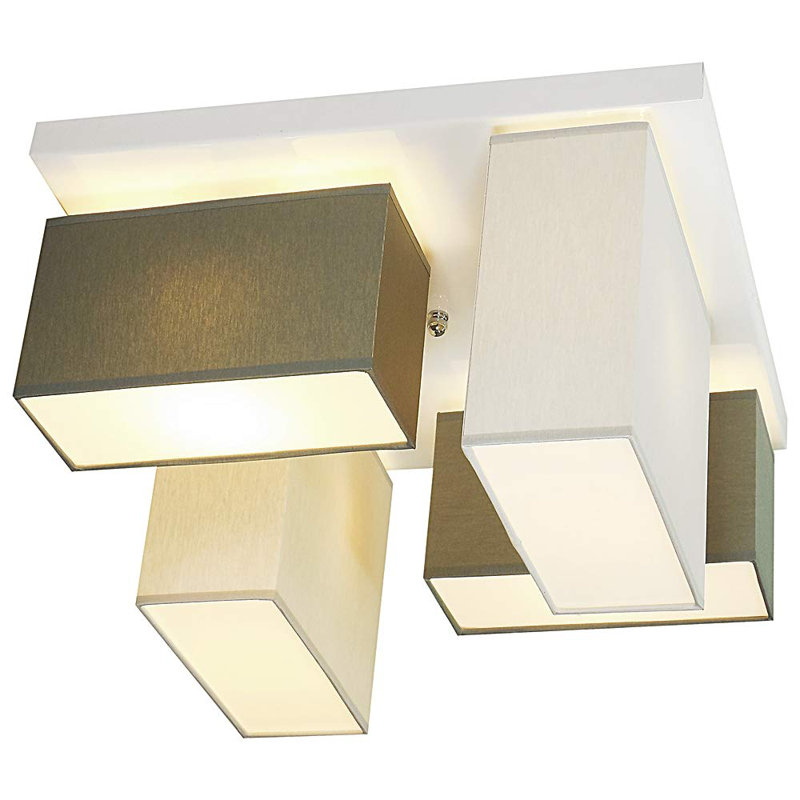 Eris Fabric Semi Flush Mount, Grey and dark grey
