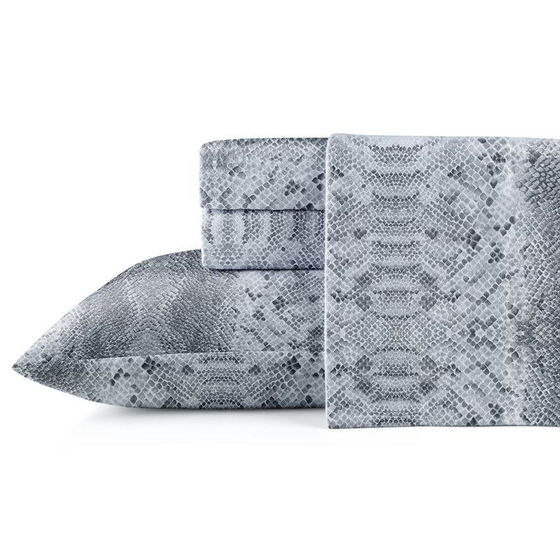 Ensemble de draps 100% coton en flanelle imprimée 180 g / m² Pointehaven, Ensemble de draps pour lit double avec 2 taies d'o