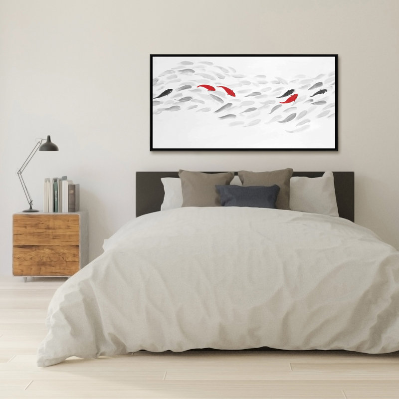 Swimming fish wave - 24"x48" Framed canvas