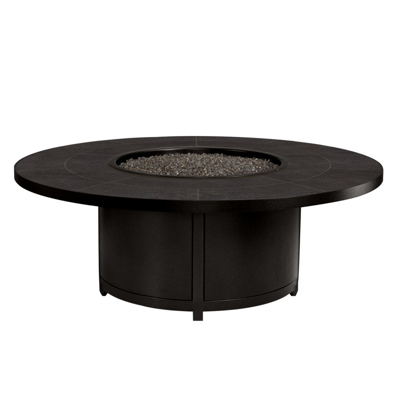 Elba Aluminum Outdoor Fire Pit Table, 19" H x 54" W x 54" D, Carbon Black, Urban Shift