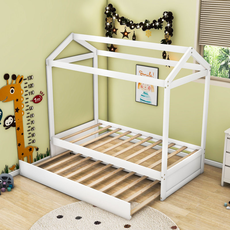 Lit simple en bois avec lit gigogne