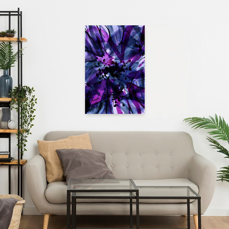 Art contemporain abstrait violet, H 24 po x l 16 po