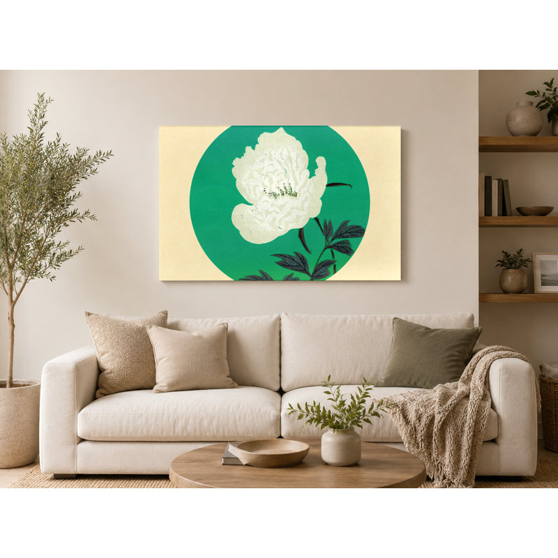 Pivoine blanche - paysage, art mural sur toile, 14" W x 11" H