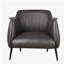 Fauteuil club Leoni, similicuir brun foncé, bois massif évasé