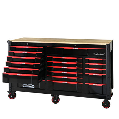 Automobile Repair Heavy-Duty Tool Cart With 7+12 Drawers (Without Tools), Mobile Storage Tool Cabinet For Workshop And Laboratory-Black&Red
