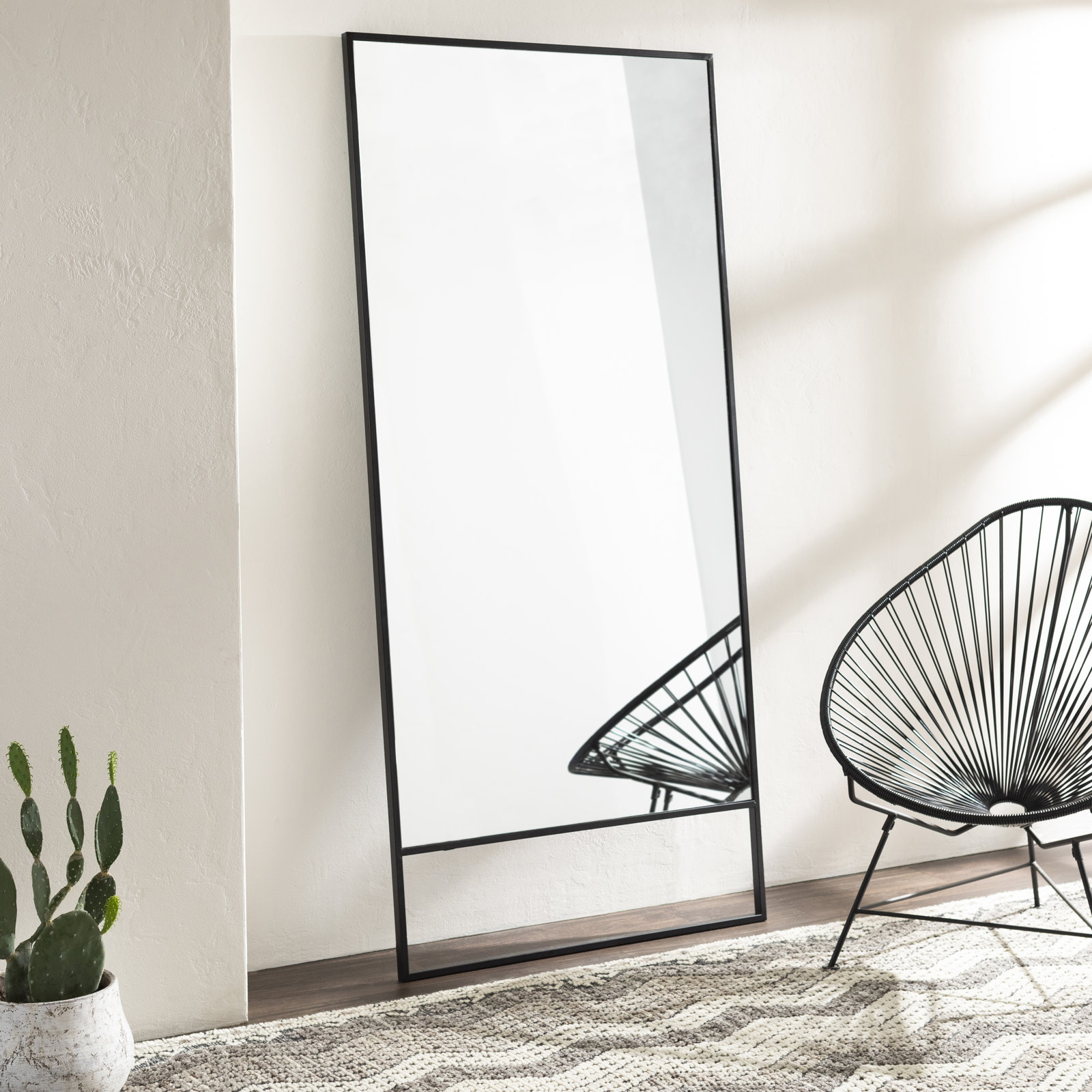 Overstreet Metal Flat Mirror, Black