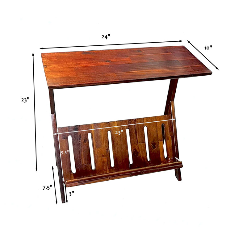 Boleslavas Solid Wood End Table, Brown