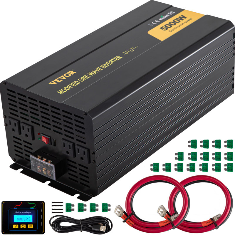 Power Inverter, 5000W Modified Sine Wave Inverter, DC 12V to AC