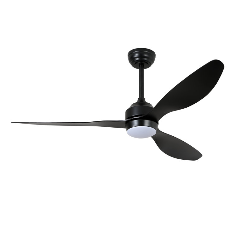 Ventilateur de plafond 52 po avec lumières et 3 ventilateurs de plafond en ABS à 6 niveaux, Noir, Noir