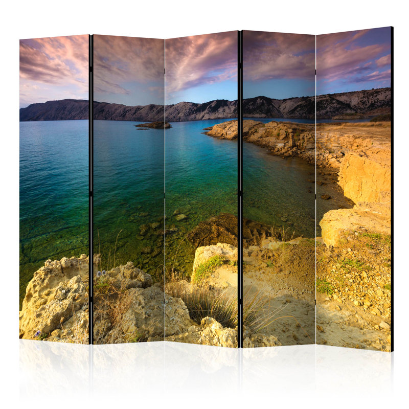 Goriun 225cm W x 172cm H 5 - Panel Solid Wood Folding Room Divider