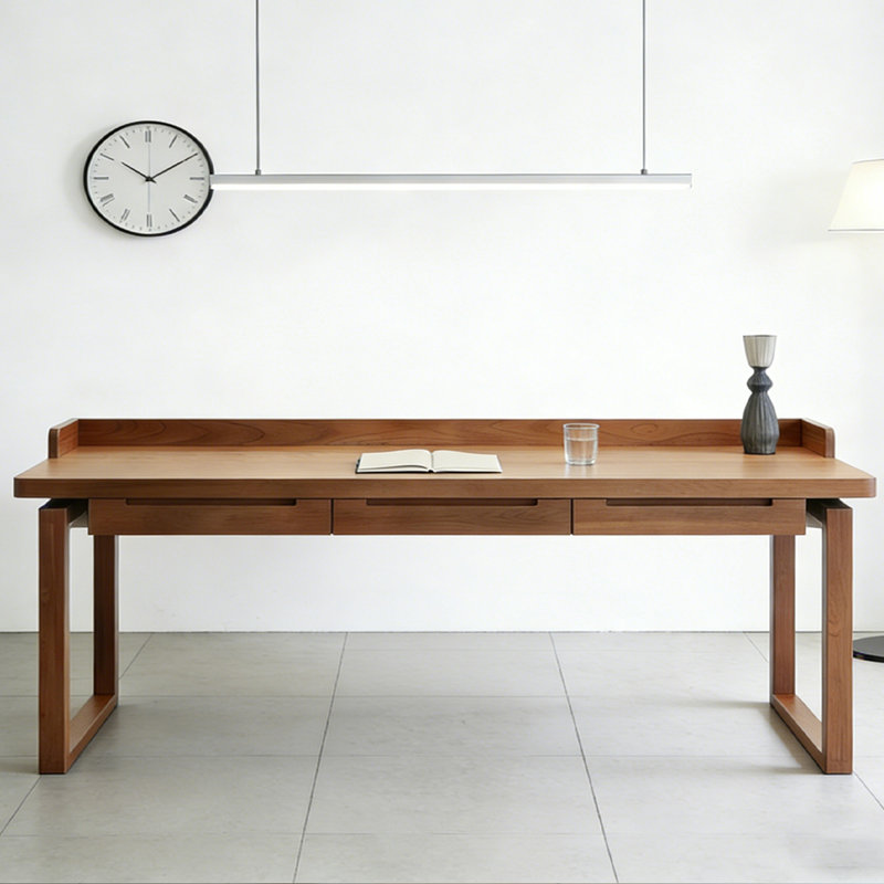 Bureau rectangulaire en bois massif avec tiroirs Burlywood, H 29,41 po x l 86,54 po x P 23,66 po
