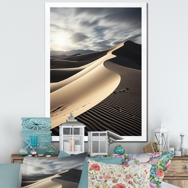 Beatric Égypte, paysage des sables de l'histoire I - reproduction, H 32 po x l 24 po x P 1 po, Cadre photo blanc